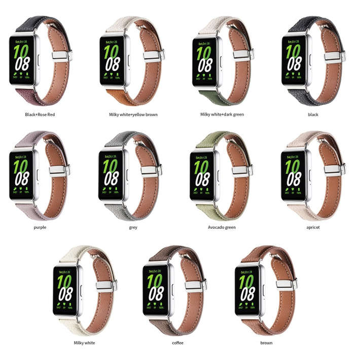 For Samsung Galaxy Fit 3 Litchi Texture Magnetic Buckle Slim Leather Watch Band(Black)