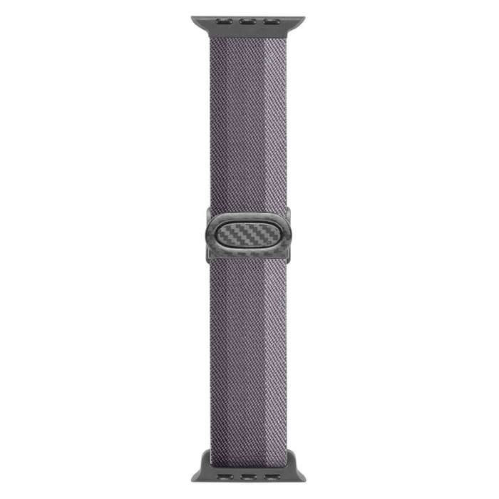 For Apple Watch SE 2023 44mm Carbon Fiber Texture Snap Buckle Nylon Watch Band(Gradient Grey)
