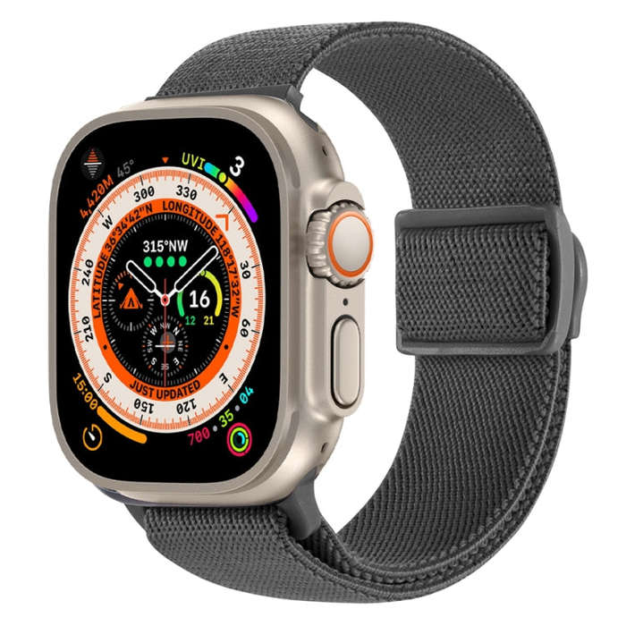 For Apple Watch Ultra 2 49mm Carbon Fiber Texture Snap Buckle Nylon Watch Band(Grey)
