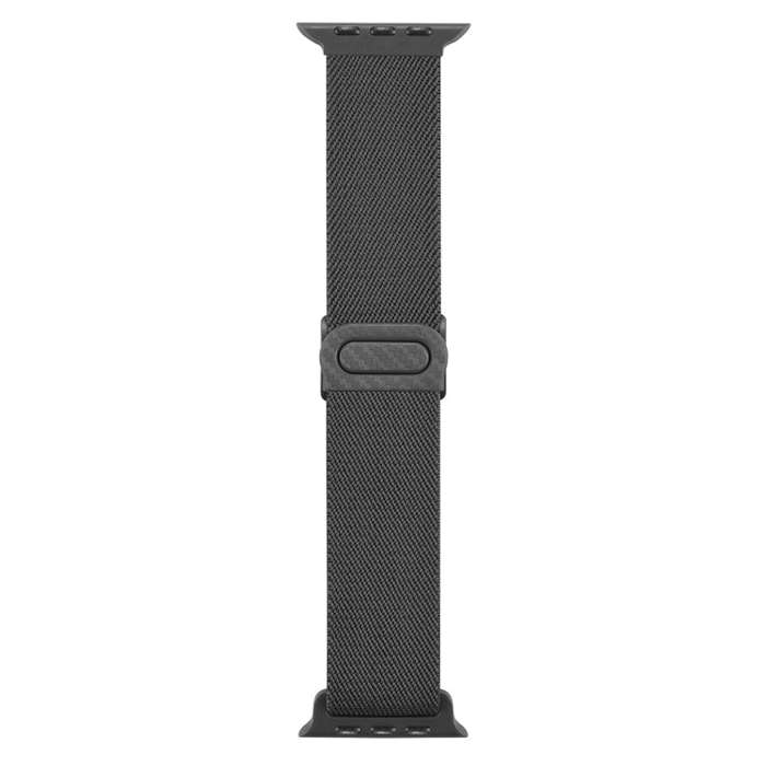 For Apple Watch Ultra 49mm Carbon Fiber Texture Snap Buckle Nylon Watch Band(Grey)