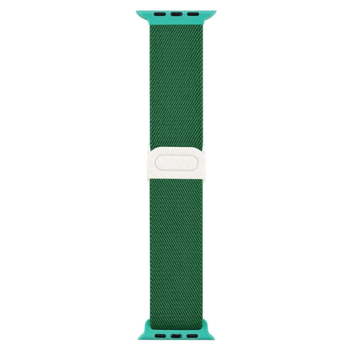 For Apple Watch Ultra 49mm Carbon Fiber Texture Snap Buckle Nylon Watch Band(Green)