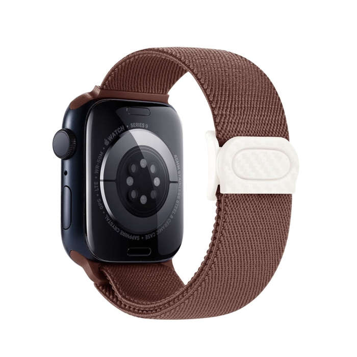 For Apple Watch Ultra 49mm Carbon Fiber Texture Snap Buckle Nylon Watch Band(Smoke Purple)