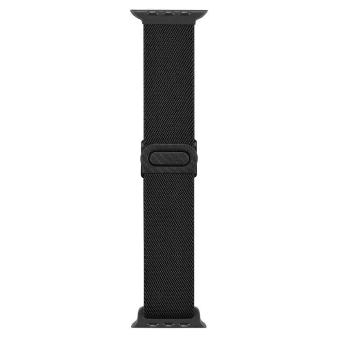 For Apple Watch SE 40mm Carbon Fiber Texture Snap Buckle Nylon Watch Band(Black)