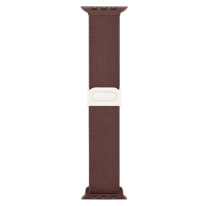 For Apple Watch SE 44mm Carbon Fiber Texture Snap Buckle Nylon Watch Band(Smoke Purple)