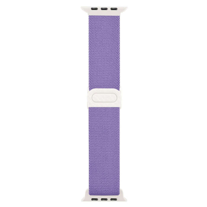 For Apple Watch SE 44mm Carbon Fiber Texture Snap Buckle Nylon Watch Band(Purple)