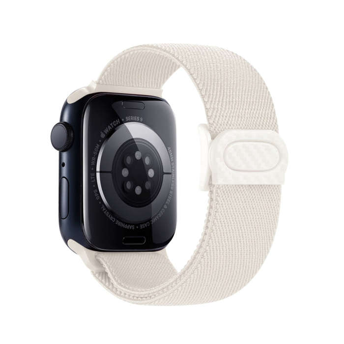 For Apple Watch Series 2 42mm Carbon Fiber Texture Snap Buckle Nylon Watch Band(Starlight)