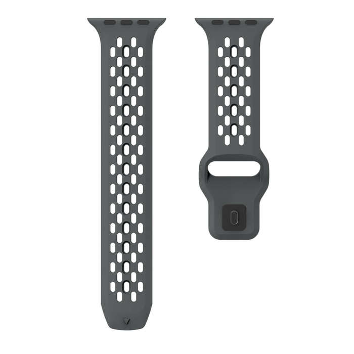 For Apple Watch Series 7 45mm Oval Holes Fluororubber Watch Band(Dark Grey)