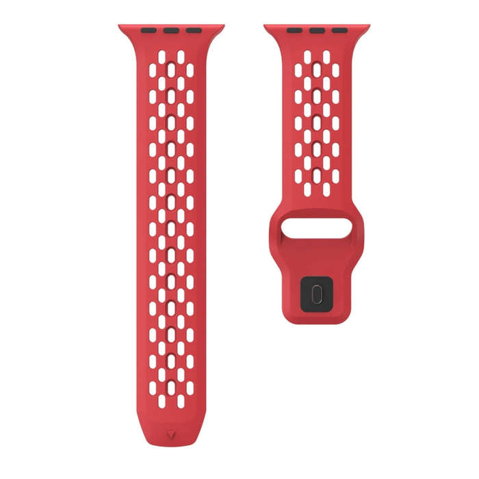 For Apple Watch Series 5 44mm Oval Holes Fluororubber Watch Band(Red)