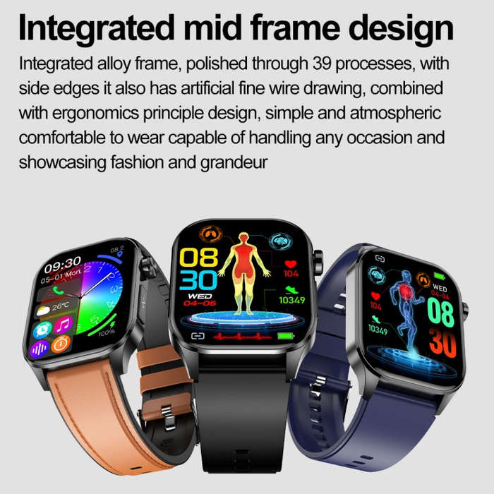 ET580 2.04 inch AMOLED Screen Sports Smart Watch Support Bluetooth Call /  ECG Function(Blue Sili...