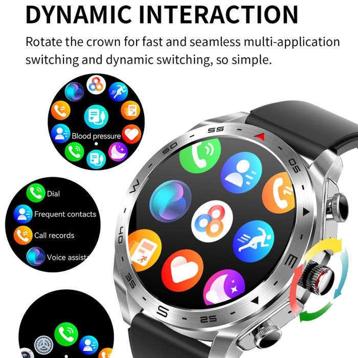 LEMFO T95 1.52 inch IPS Screen 2 in 1 Bluetooth Earphone Smart Watch Support Health Monitoring(Si...