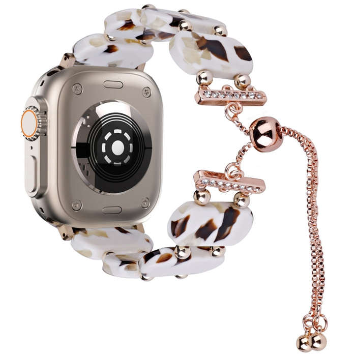 For Apple Watch Ultra 2 49mm Resin Retractable Chain Watch Band(Nougat)