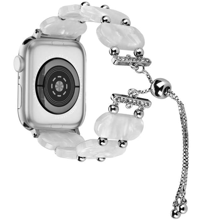 For Apple Watch SE 2022 40mm Resin Retractable Chain Watch Band(Pearl White)