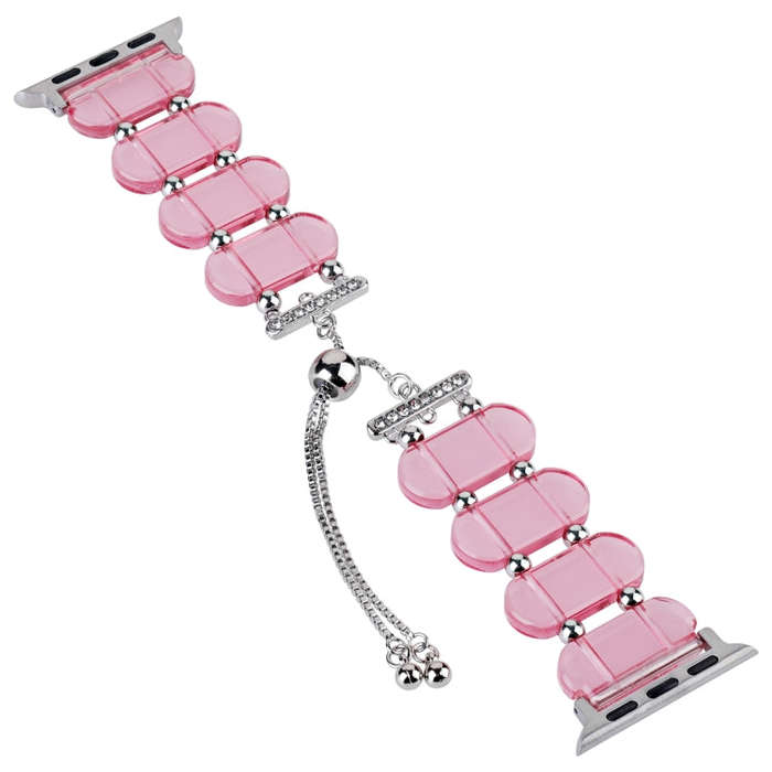 For Apple Watch SE 44mm Resin Retractable Chain Watch Band(Pink)