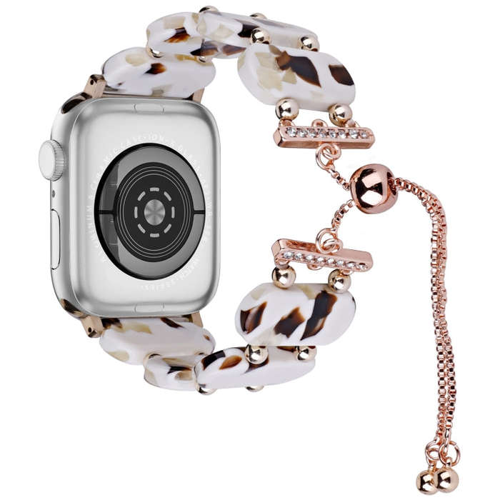 For Apple Watch 42mm Resin Retractable Chain Watch Band(Nougat)