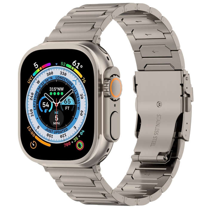 For Apple Watch Ultra 2 49mm I-Shaped Titanium Metal Watch Band(Titanium)