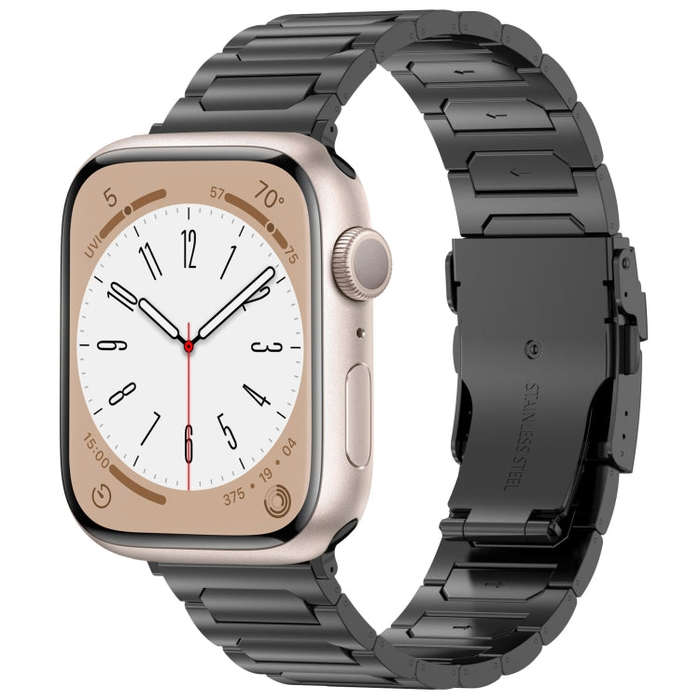 For Apple Watch SE 44mm I-Shaped Titanium Metal Watch Band(Black)