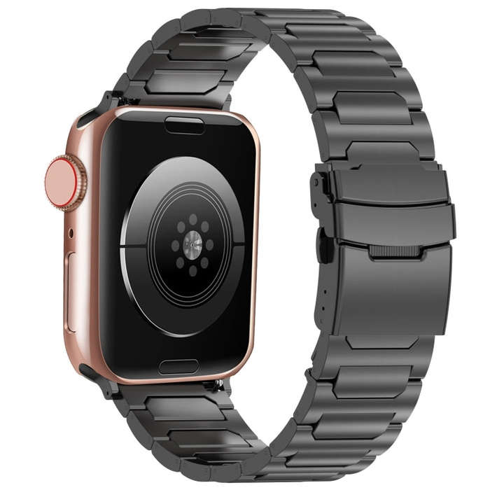 For Apple Watch SE 44mm I-Shaped Titanium Metal Watch Band(Black)