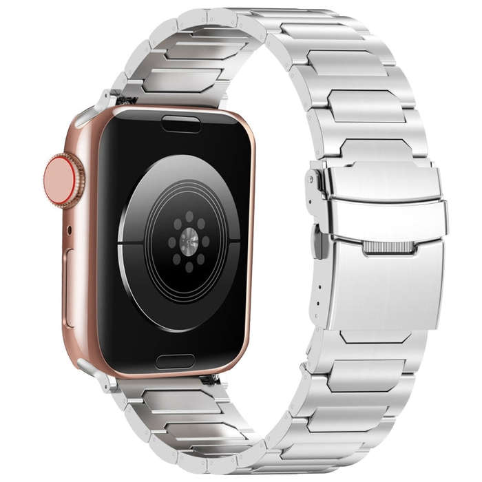 For Apple Watch Series 6 44mm I-Shaped Titanium Metal Watch Band(Silver)