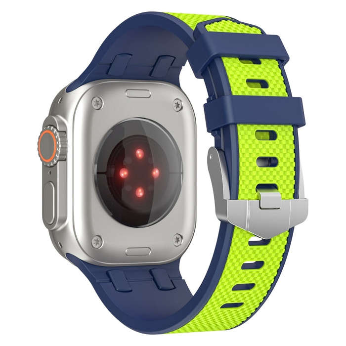 For Apple Watch Series 9 45mm Oak Silicone Watch Band(Blue Lime)
