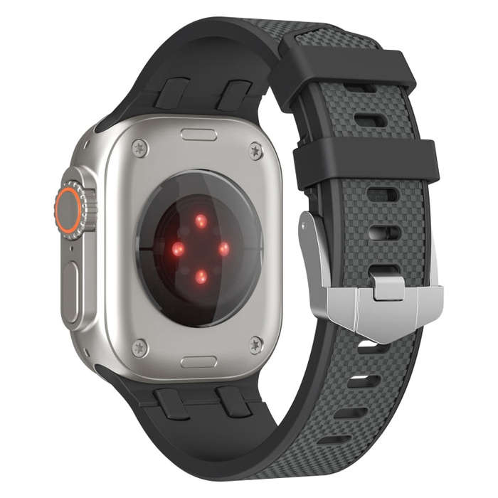 For Apple Watch Ultra 49mm Oak Silicone Watch Band(Black Grey)