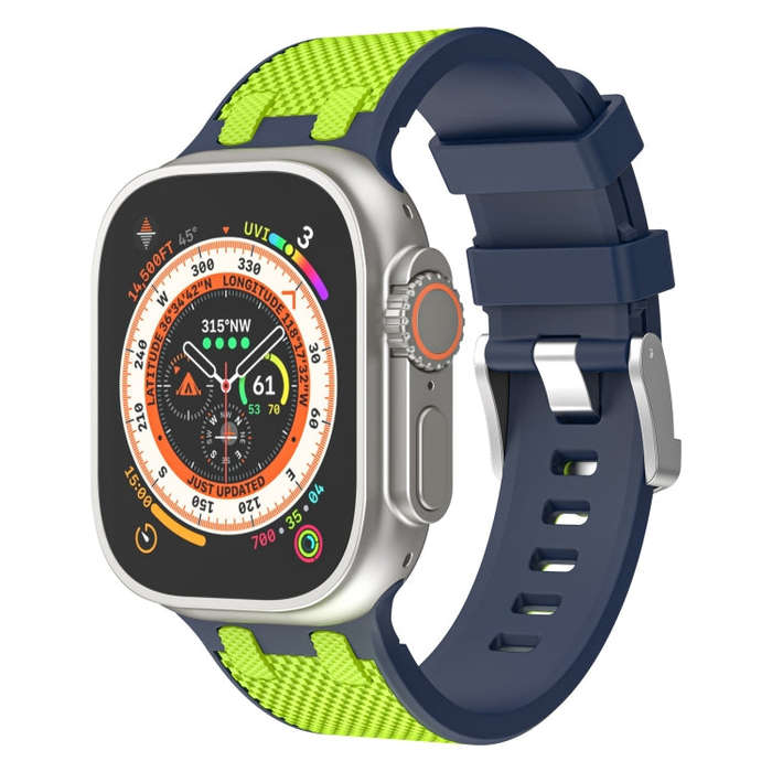 For Apple Watch Ultra 49mm Oak Silicone Watch Band(Blue Lime)