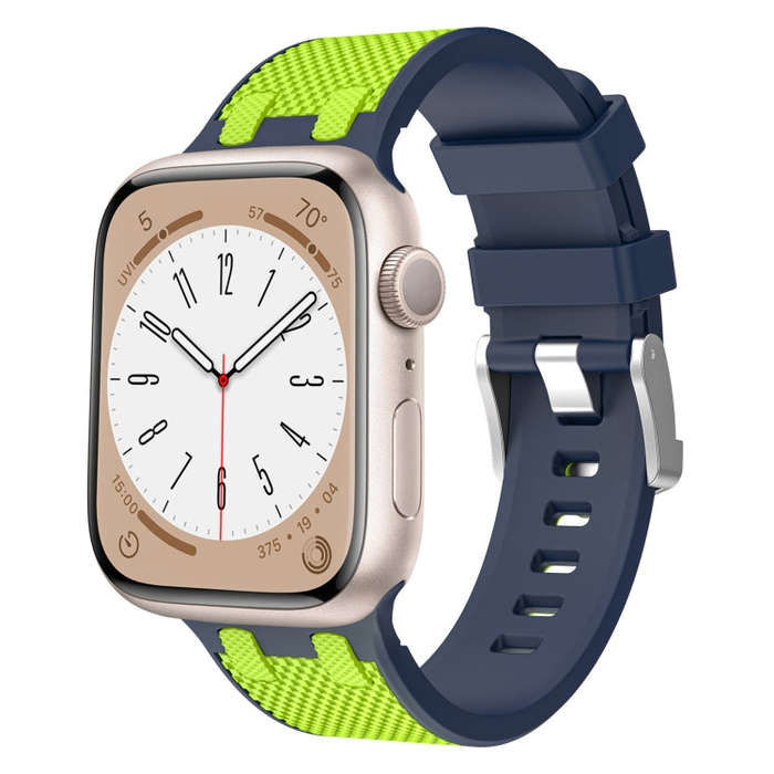 For Apple Watch SE 44mm Oak Silicone Watch Band(Blue Lime)