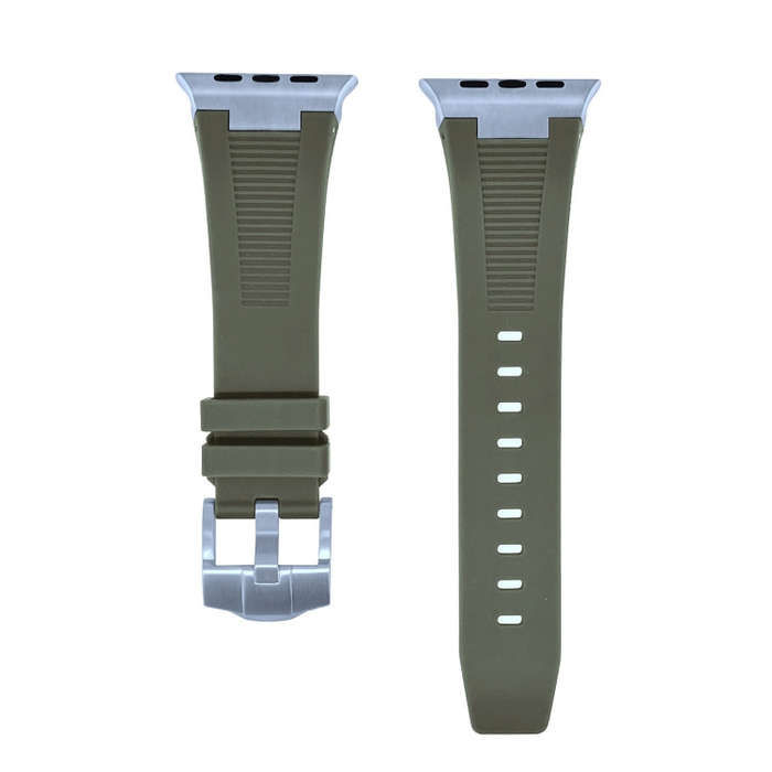 For Apple Watch Series 9 45mm Loners Liquid Silicone Watch Band(Silver Green)