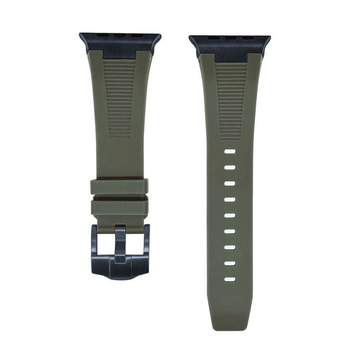 For Apple Watch Ultra 49mm Loners Liquid Silicone Watch Band(Black Green)