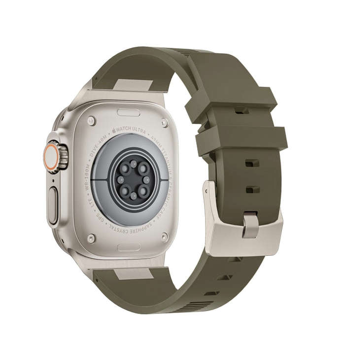 For Apple Watch Series 8 45mm Loners Liquid Silicone Watch Band(Titanium Green)