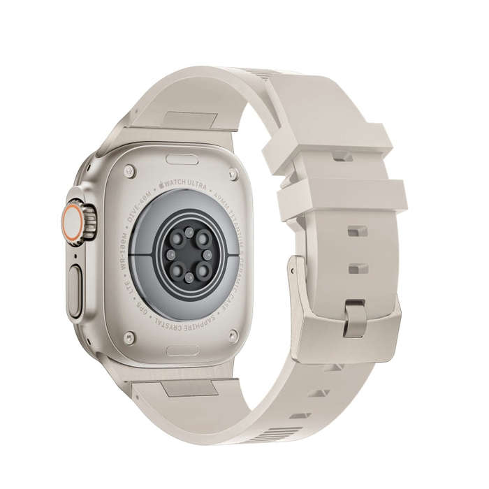 For Apple Watch Series 8 45mm Loners Liquid Silicone Watch Band(Titanium Starlight)