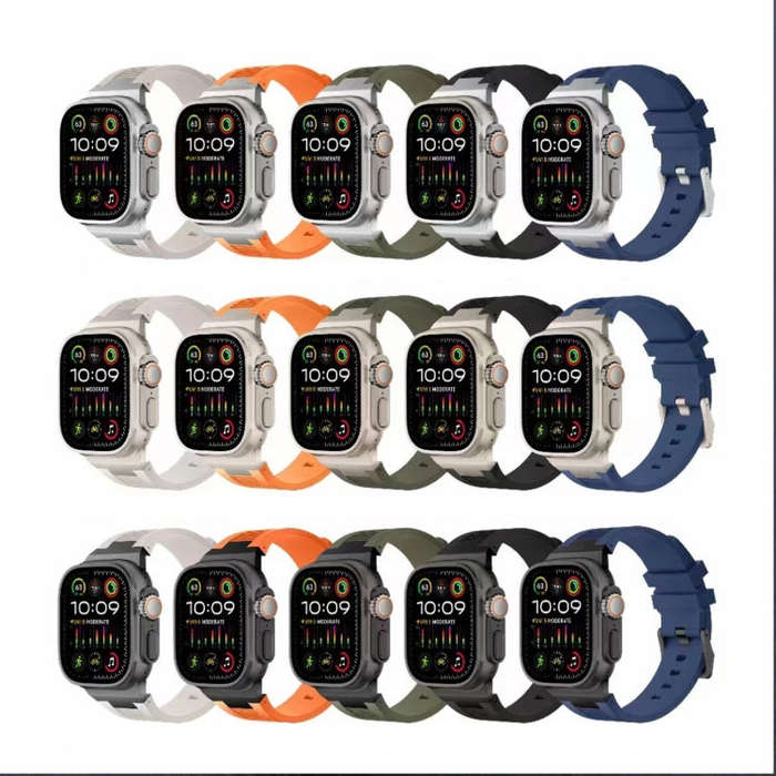 For Apple Watch SE 44mm Loners Liquid Silicone Watch Band(Titanium Midnight Blue)
