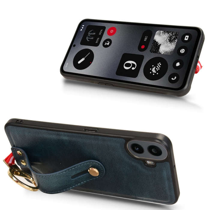 For Nothing CMF Phone 1 Wristband Leather Back Phone Case(Blue)