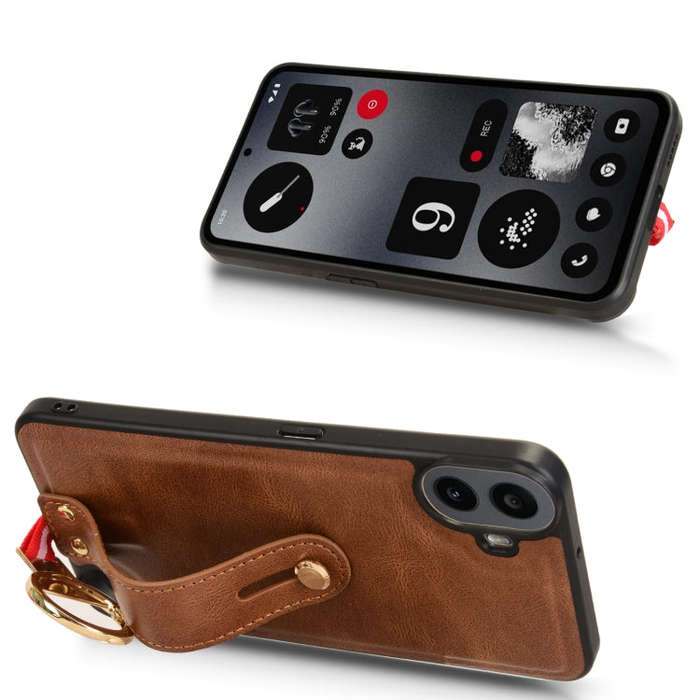 For Nothing CMF Phone 1 Wristband Leather Back Phone Case(Brown)
