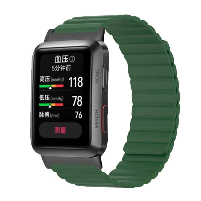 For Huawei Watch D Magnetic Silicone Watch Band(Army Green)