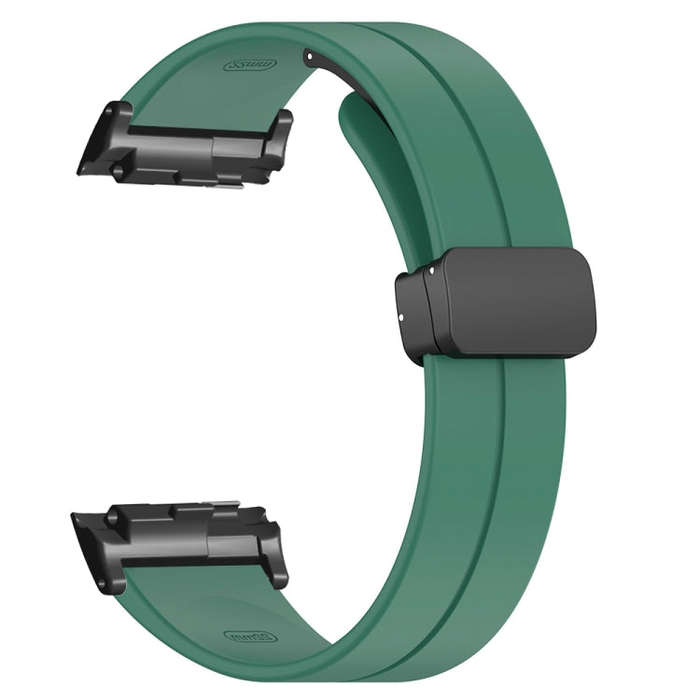 For Huawei Watch D Solid Color Folding Magnetic Buckle Silicone Watch Band(Army Green)