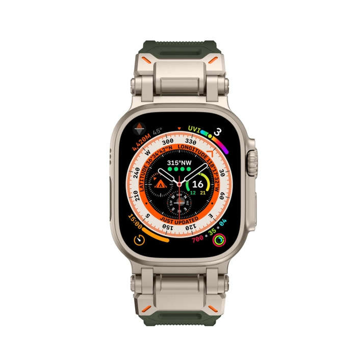 For Apple Watch Series 6 44mm Explorer TPU Watch Band(Titanium Green)