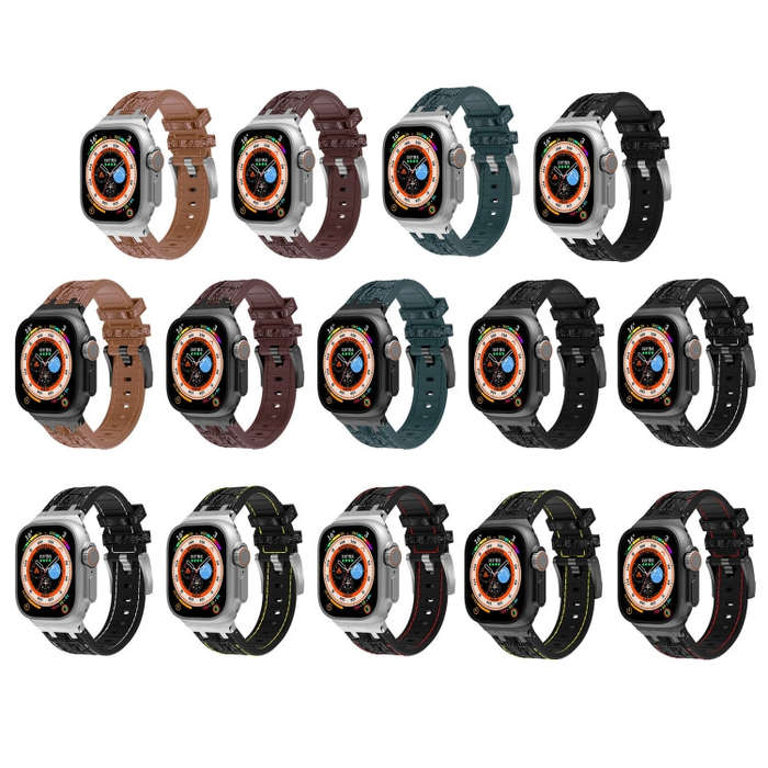 For Apple Watch Series 5 44mm Crocodile Texture Liquid Silicone Watch Band(Black Dark Brown)