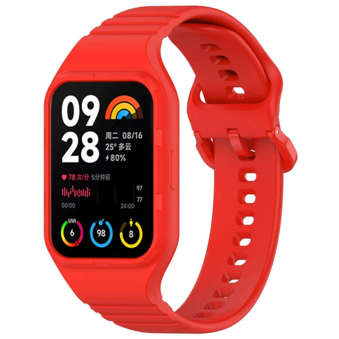 For Xiaomi Mi Band 8 Pro Solid Color Integrated TPU Watch Band(Red)