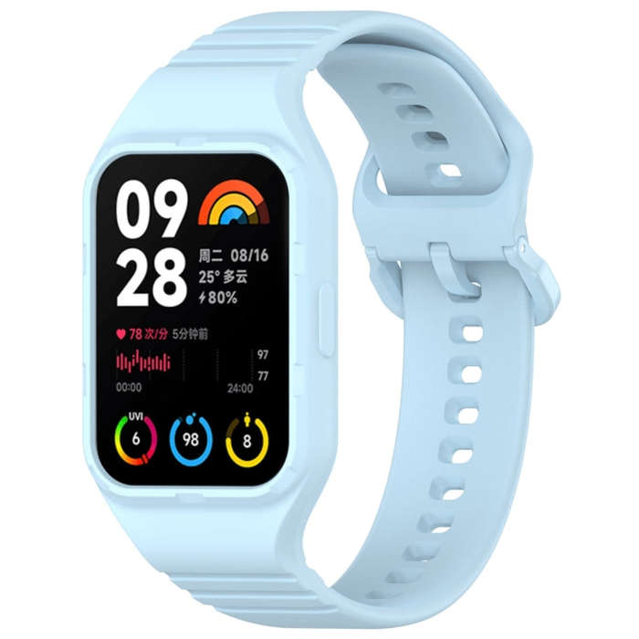 For Xiaomi Mi Band 8 Pro Solid Color Integrated TPU Watch Band(Light Blue)
