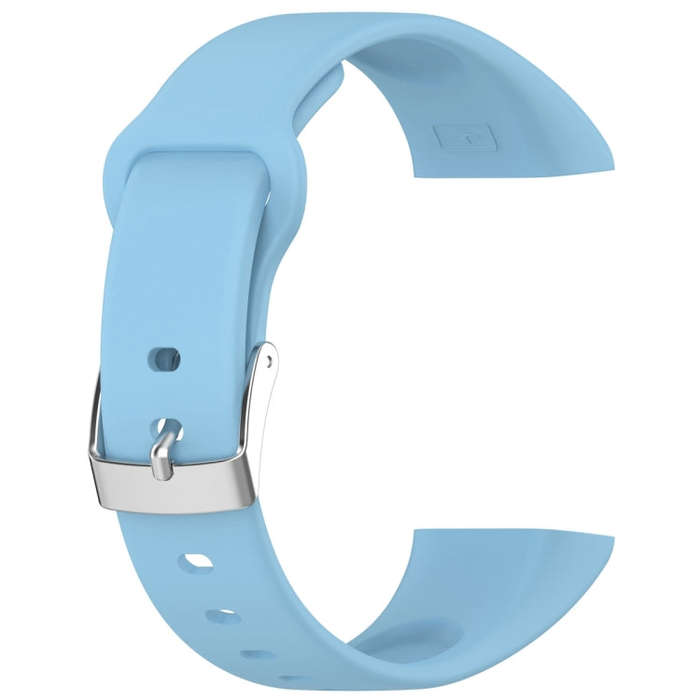 For Mambo Band 6S Solid Color Silver Buckle Silicone Watch Band(Light Blue)