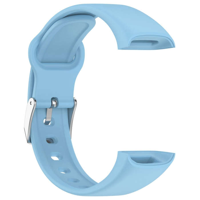 For Mambo Band 6S Solid Color Silver Buckle Silicone Watch Band(Light Blue)