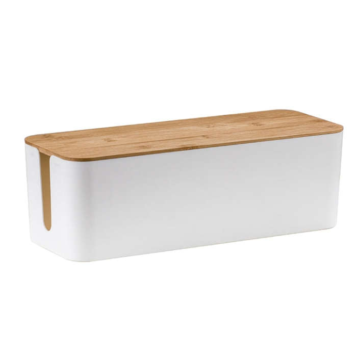 Wire Organizer Storage Box Power Strip Socket Junction Box, Size:Medium(Bamboo White)