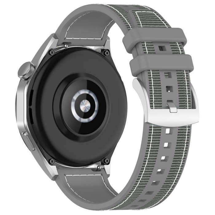 22mm Hybrid Nylon Braid Silicone Watch Band(Grey)