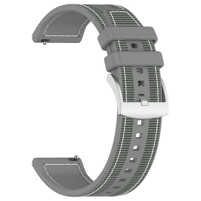 22mm Hybrid Nylon Braid Silicone Watch Band(Grey)