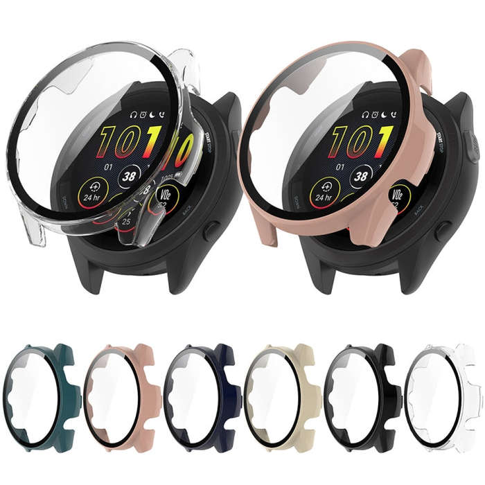 For Garmin Forerunner 165 / 165 Music PC + Tempered Film Integrated Watch Protective Case(Transpa...