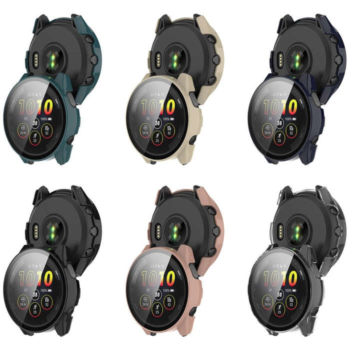 For Garmin Forerunner 165 / 165 Music PC + Tempered Film Integrated Watch Protective Case(Transpa...