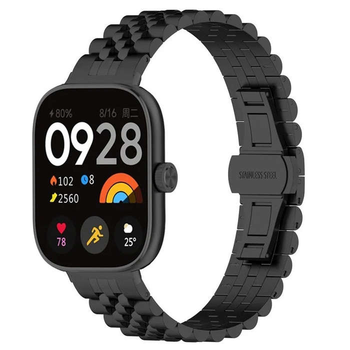 For Xiaomi Mi Band 8 Pro / Smart Band 9 Pro Five-bead Butterfly Buckle Metal Watch Band(Black)