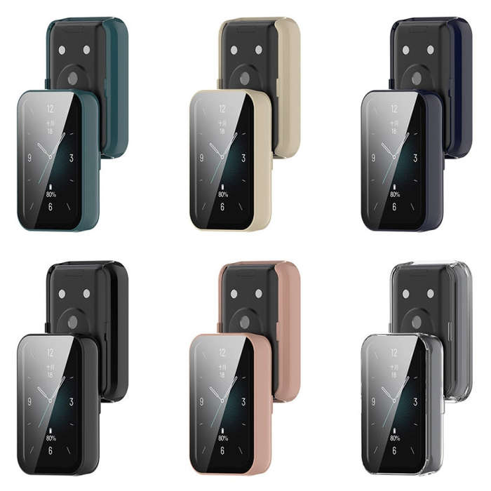 For Honor Band 9 PC + Tempered Film Integrated Watch Protective Case(Transparent)