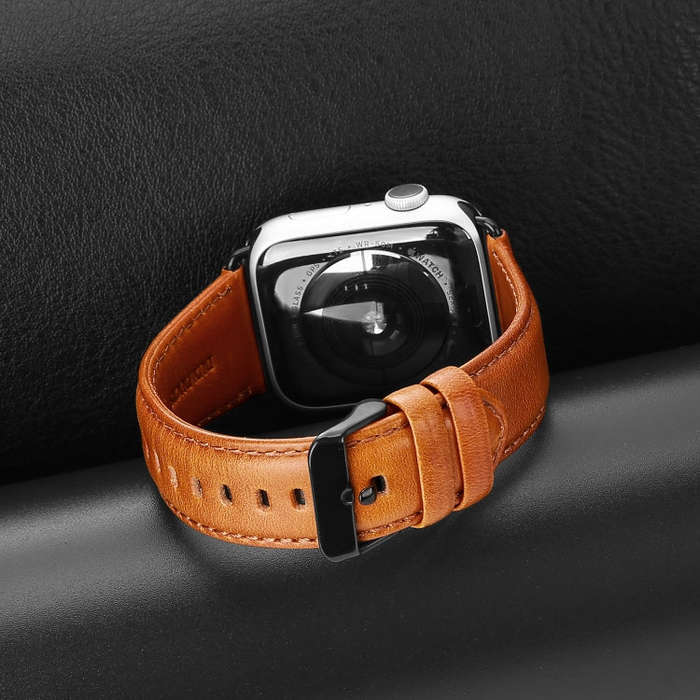 For Apple Watch Series 2 38mm DUX DUCIS Business Genuine Leather Watch Strap(Khaki)
