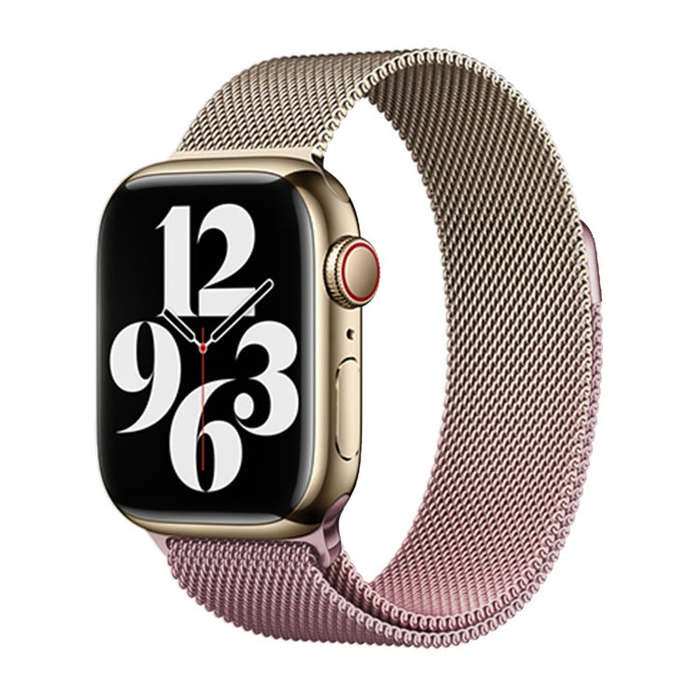For Apple Watch Series 8 41mm Milan Gradient Loop Magnetic Buckle Watch Band(Gold Light Pink)